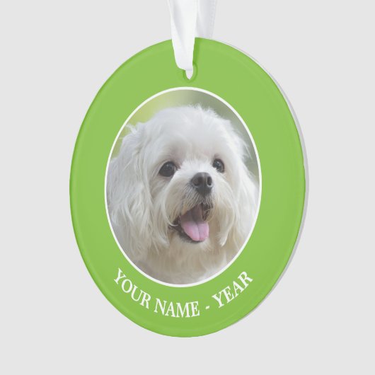 Witte Maltese hond Ornament (voorkant)