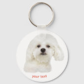 Witte Maltese hond personaliseren Sleutelhanger (Voorkant)