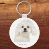 Witte Maltese hond personaliseren Sleutelhanger (Voorkant)