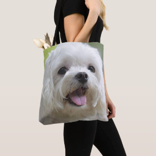 Witte Maltese hond Tote Bag