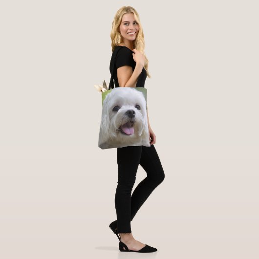 Witte Maltese hond Tote Bag (Op model)