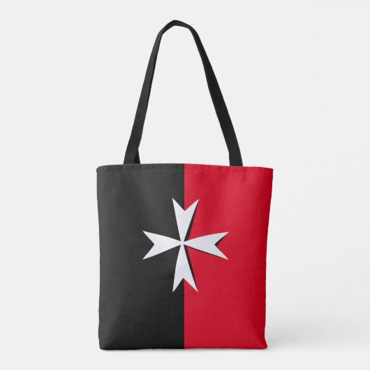 Witte Maltese kruis en Malta vlag mode/messing Tote Bag (Achterkant)