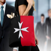 Witte Maltese kruis en Malta vlag mode/messing Tote Bag