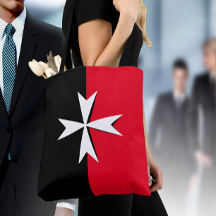 Witte Maltese kruis en Malta vlag mode/messing Tote Bag
