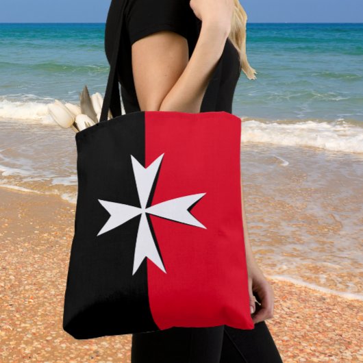 Witte Maltese kruis en Malta vlag mode/messing Tote Bag