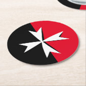 Witte Maltese Kruis & Malta vlag symbool / ridders Ronde Kartonnen Onderzetter (Gebogen)