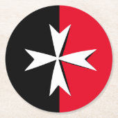 Witte Maltese Kruis & Malta vlag symbool / ridders Ronde Kartonnen Onderzetter (Voorkant)