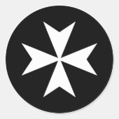 Witte Maltese Kruis Ronde Sticker (Voorkant)