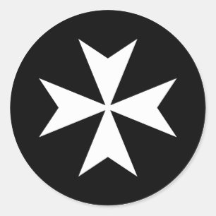 Witte Maltese Kruis Ronde Sticker