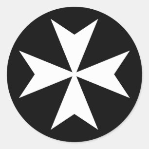 Witte Maltese Kruis Ronde Sticker