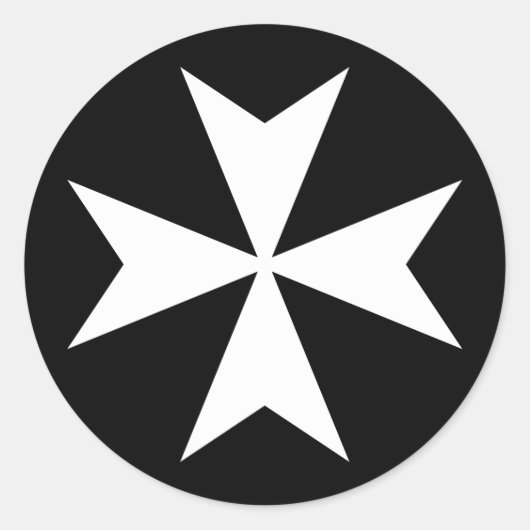 Witte Maltese Kruis Ronde Sticker (Voorkant)