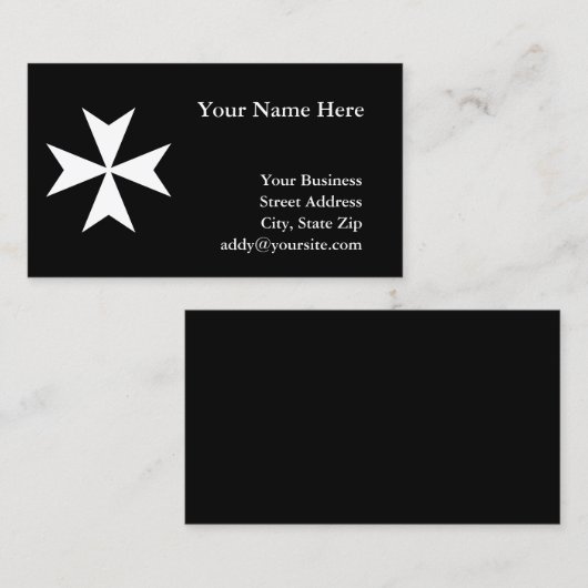 Witte Maltese Kruis Visitekaartje (Voorkant / Achterkant)