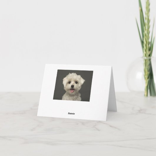 Witte Maltese Puppy Dog Blank Note Kaart (Achterkant)