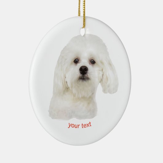 Witte Maltese puppy personaliseren Keramisch Ornament (Rechts)