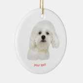 Witte Maltese puppy personaliseren Keramisch Ornament (Rechts)