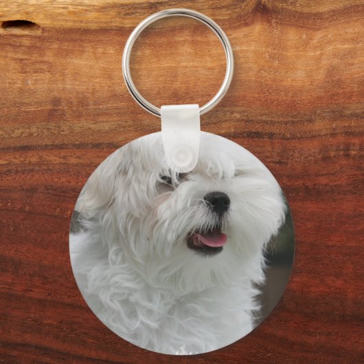 Witte Maltese Sleutelhanger (Voorkant)