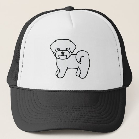 Witte Maltezer Hond Cartoon Illustratie Trucker Pet (Voorkant)