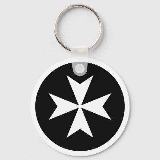 Witte Maltezer Kruis Sleutelhanger (Voorkant)