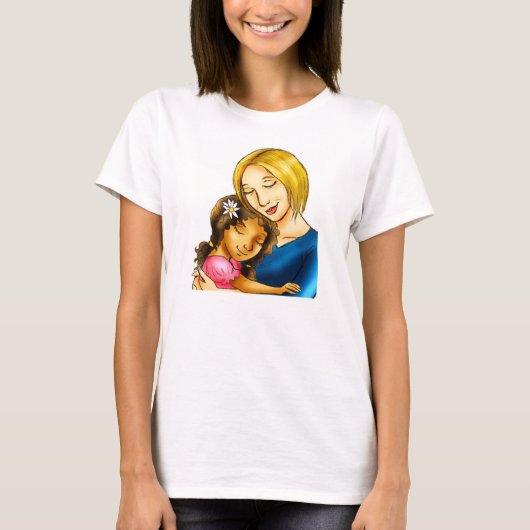 "Witte mam die gemengde racedochter omhelst" T-shirt (Voorkant)