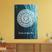 Witte Mandala Laat de zee je vrij Canvas Afdruk (Insitu (Woonkamer))