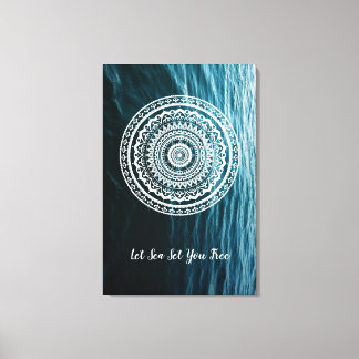 Witte Mandala Laat de zee je vrij Canvas Afdruk