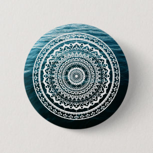 Witte Mandala Laat de zee je vrij maken Ronde Button 5,7 Cm