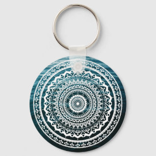 Witte Mandala Laat de zee je vrij maken Sleutelhanger