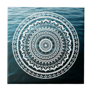 Witte Mandala Laat de zee je vrij maken Tegeltje