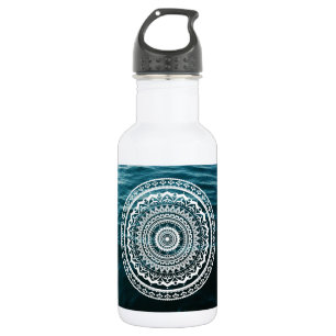 Witte Mandala Laat de zee je vrij maken Waterfles