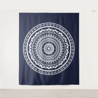 Witte Mandala Laat de zee je vrij Wandkleed