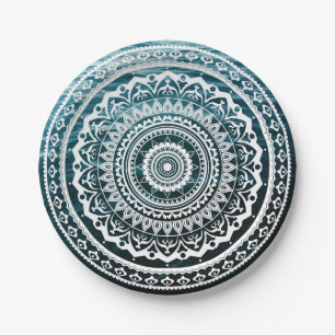 Witte Mandala Laat de zee je vrijmaken Papieren Bordje