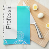 Witte Mandala op Aqua Blue Blended Rainbow White Theedoek (Quarter Fold)