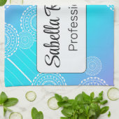 Witte Mandala op Aqua Pink Blend Rainbow White Theedoek (Gevouwen)