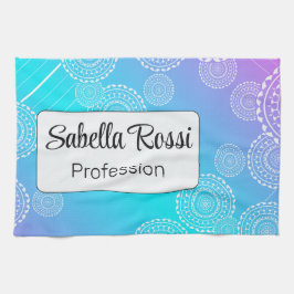 Witte Mandala op Aqua Pink Blend Rainbow White Theedoek