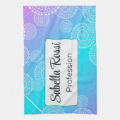 Witte Mandala op Aqua Pink Blend Rainbow White Theedoek (Verticaal)