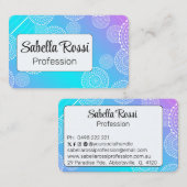 Witte Mandala op Aqua Pink Blend Rainbow White Visitekaartje (Voorkant / Achterkant)