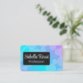 Witte Mandala op Aqua Pink Blended Rainbow Black Visitekaartje (Staand voorkant)