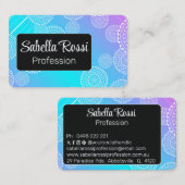 Witte Mandala op Aqua Pink Blended Rainbow Black Visitekaartje (Voorkant / Achterkant)
