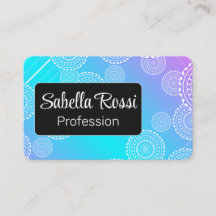 Witte Mandala op Aqua Pink Blended Rainbow Black