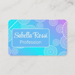 Witte Mandala op Aqua Pink Blended Rainbow Blue Visitekaartje