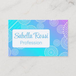 Witte Mandala op Aqua Pink Blended Rainbow Reverse Visitekaartje