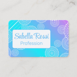 Witte Mandala op Aqua Pink Blended Rainbow Reverse Visitekaartje