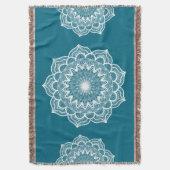 Witte Mandala op Blauwe Achtergrond Deken (Voorkant Verticaal)