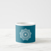Witte Mandala op Blauwe Achtergrond Espresso Kop (Voorkant)