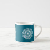 Witte Mandala op Blauwe Achtergrond Espresso Kop (Rechts)