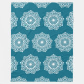 Witte mandala op blauwe achtergrond fleece deken (Voorkant)