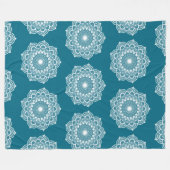 Witte mandala op blauwe achtergrond fleece deken (Voorkant (Horizontaal))