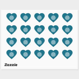 Witte mandala op blauwe achtergrond hart sticker