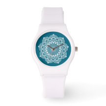 Witte Mandala op Blauwe Achtergrond