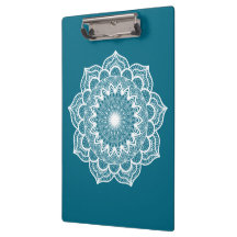 Witte Mandala op Blauwe Achtergrond